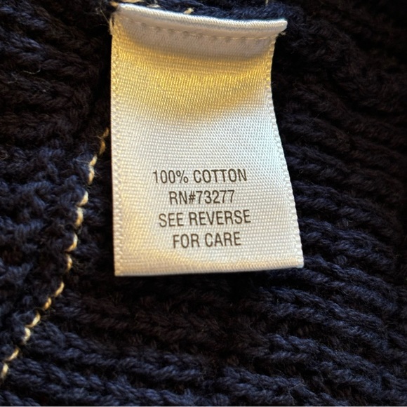 Dana Buchman Fringe Sweater Navy Blue and Tan Size L - Picture 4 of 5